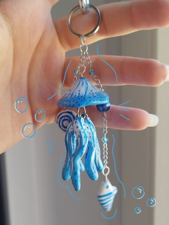 Accessories - Cute Crochet Jellyfish Keychain | Handmade Pastel Ocean Sea Life Bag Charm Gift